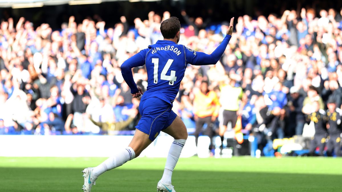 Jordan Henderson celebrates scoring for Chelsea against Bournemouth Jordan Henderson celebrates scoring for Chelsea against Bournemouth