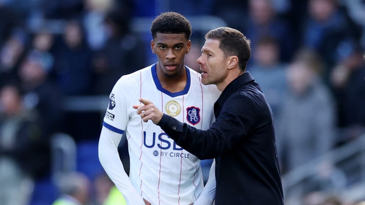 Josh Acheampong gets instructions from Xabi Alonso. (Photo by Alex Livesey/Getty Images) Josh Acheampong gets instructions from Xabi Alonso. (Photo by Alex Livesey/Getty Images)