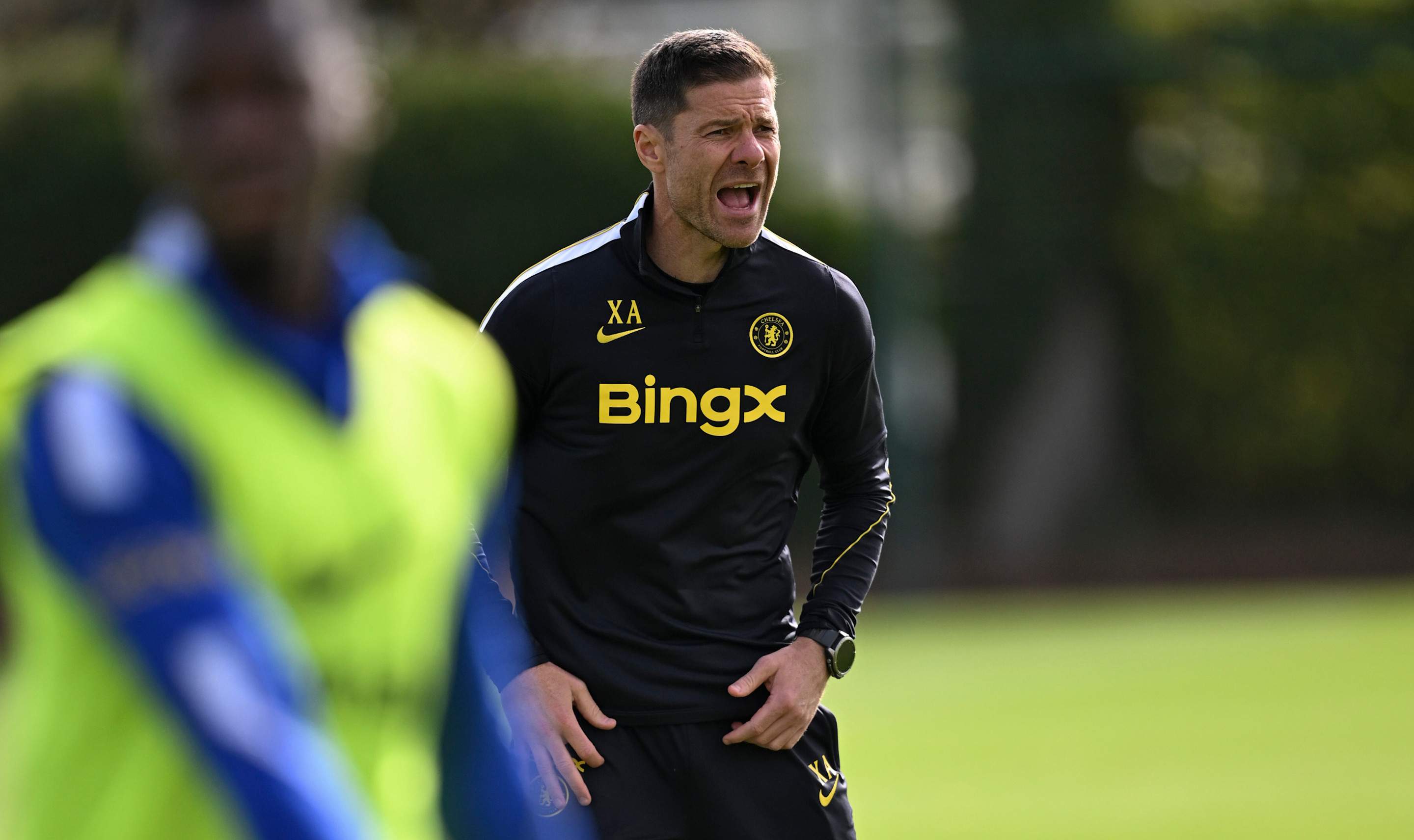 Xabi Alonso on the training pitch Xabi Alonso on the training pitch